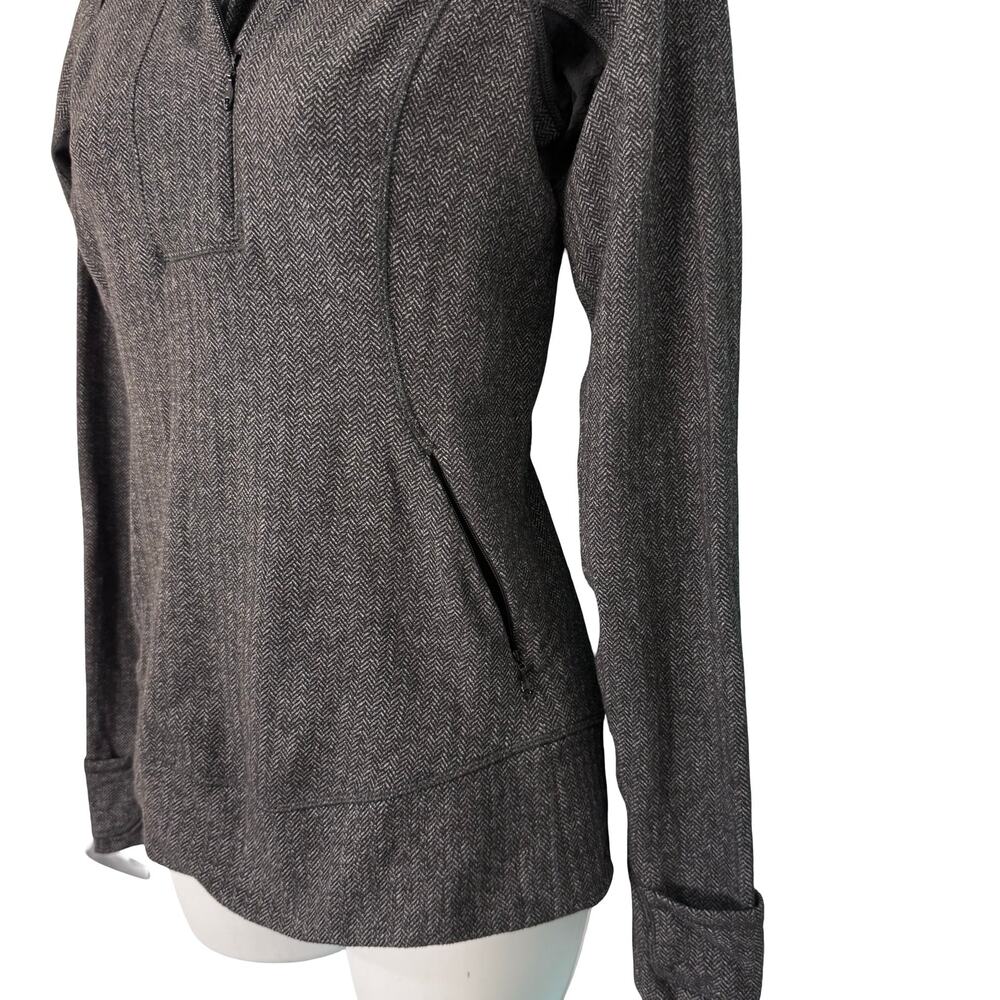 Lululemon Think Fast Heathered Herringbone Grey Black Long Sleeve Pullover Sz 4 - Picture 10 of 11